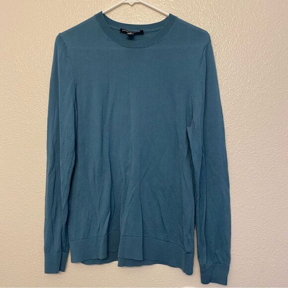 Katherine Barclay 100% Merino Extra Fine Wool Crewneck Sweater Teal Blue -L - Picture 2 of 9